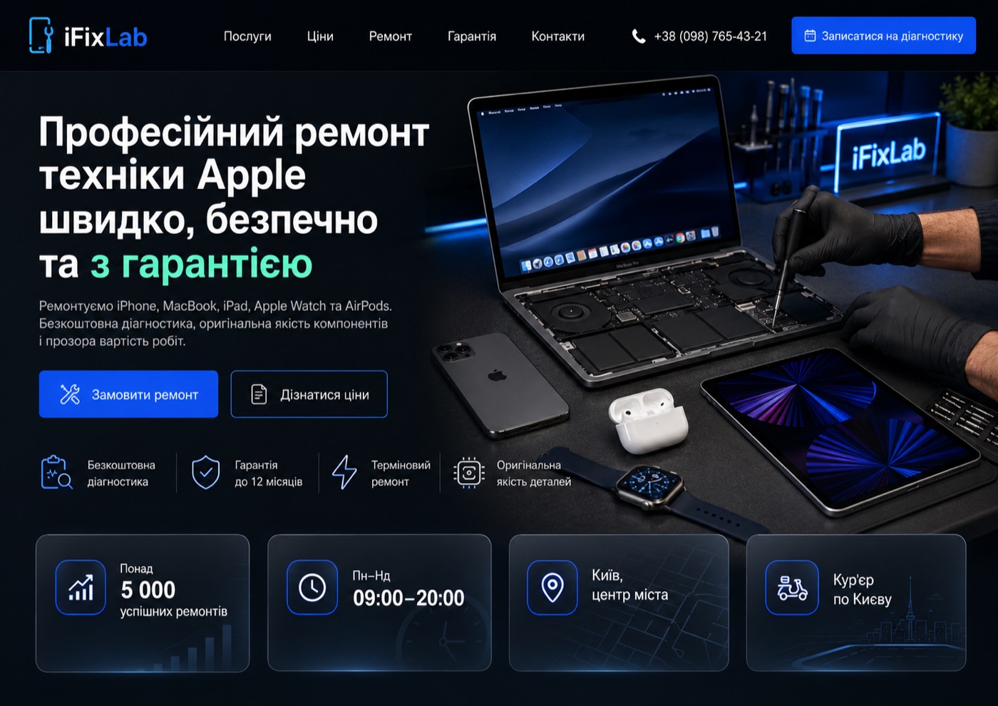Кейс лендингу iFixLab у desktop-версії